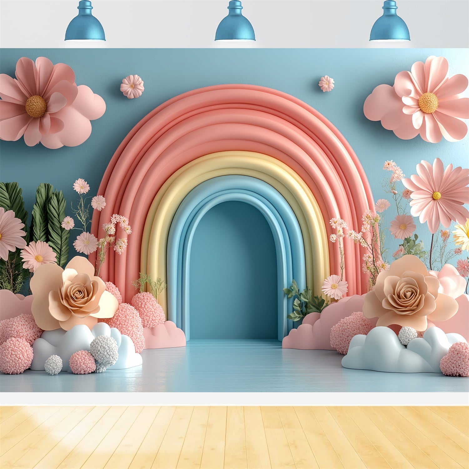 Newborn Backdrops Delicate Arch Floral Pastel Backdrop UK CSH5-285
