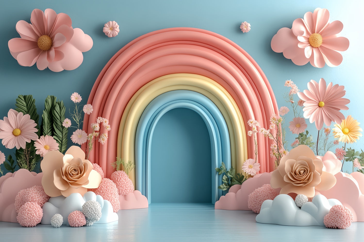Newborn Backdrops Delicate Arch Floral Pastel Backdrop UK CSH5-285