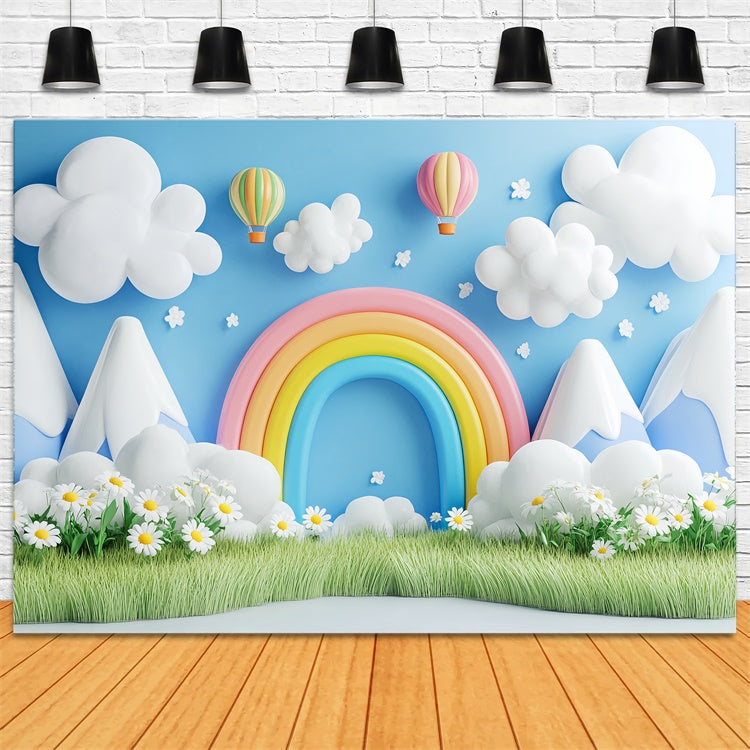 Newborn Photo Backdrop Balloon Meadow Cloud Backdrop UK CSH5-286