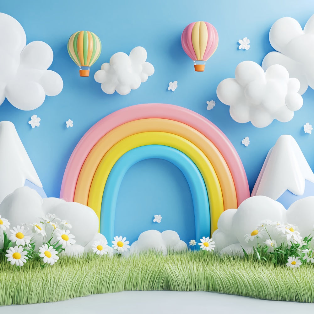 Newborn Photo Backdrop Balloon Meadow Cloud Backdrop UK CSH5-286