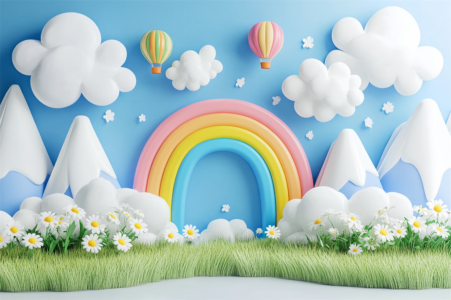 Newborn Photo Backdrop Balloon Meadow Cloud Backdrop UK CSH5-286