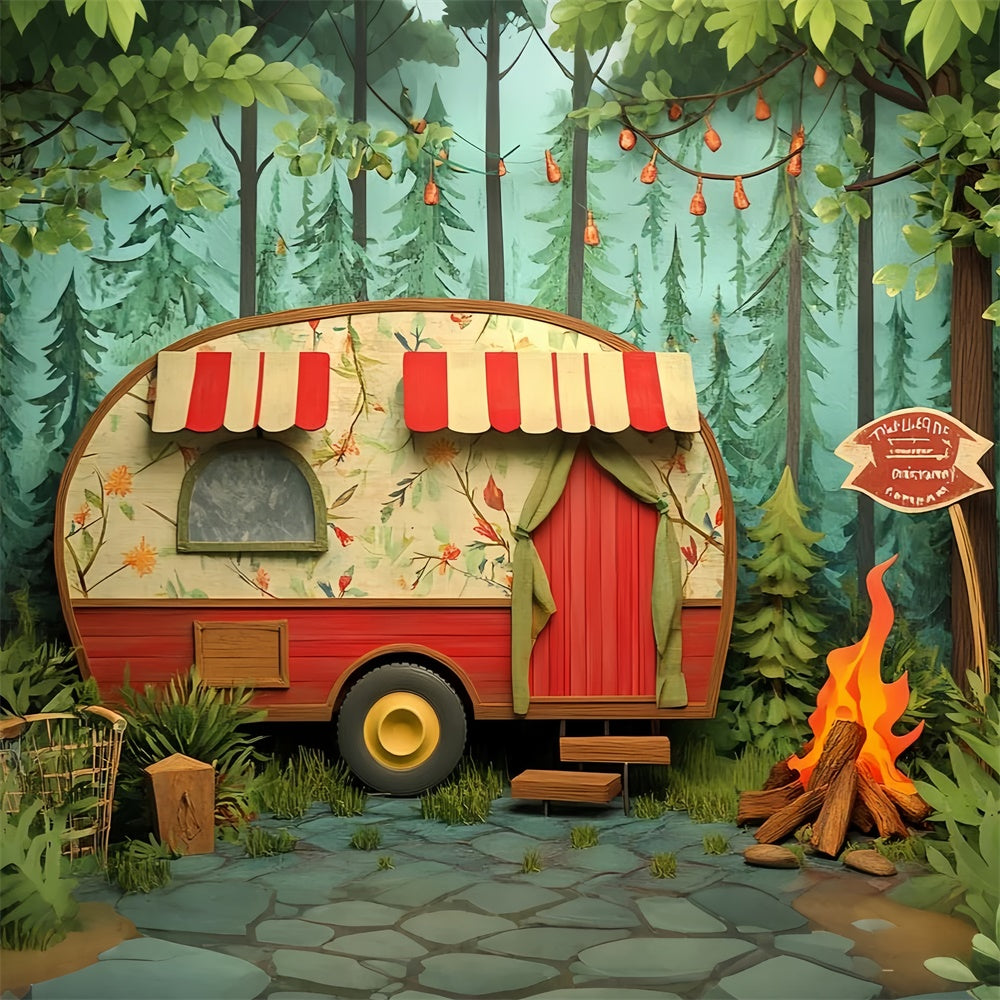 Children Backdrops Woodland Camper Nights Backdrop UK CSH5-287