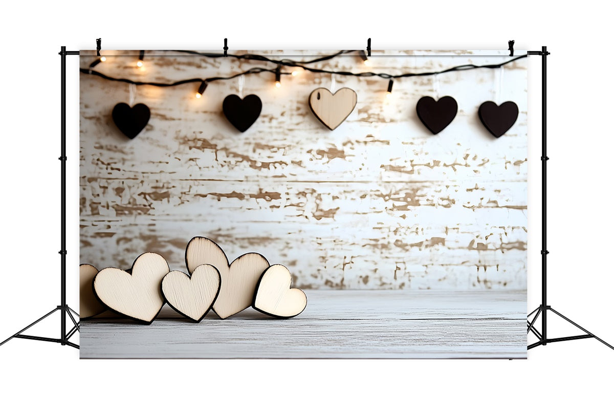 Fathers Day Backdrop Wooden Heart String Lights Backdrop UK CSH5-29