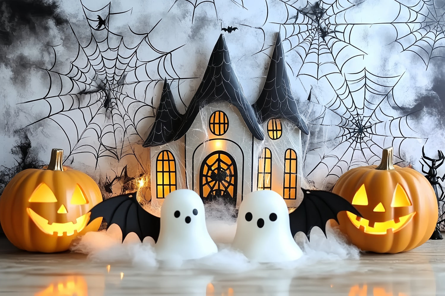 Halloween Photo Backdrop Glowing Pumpkin House Kids Backdrop UK CSH5-311