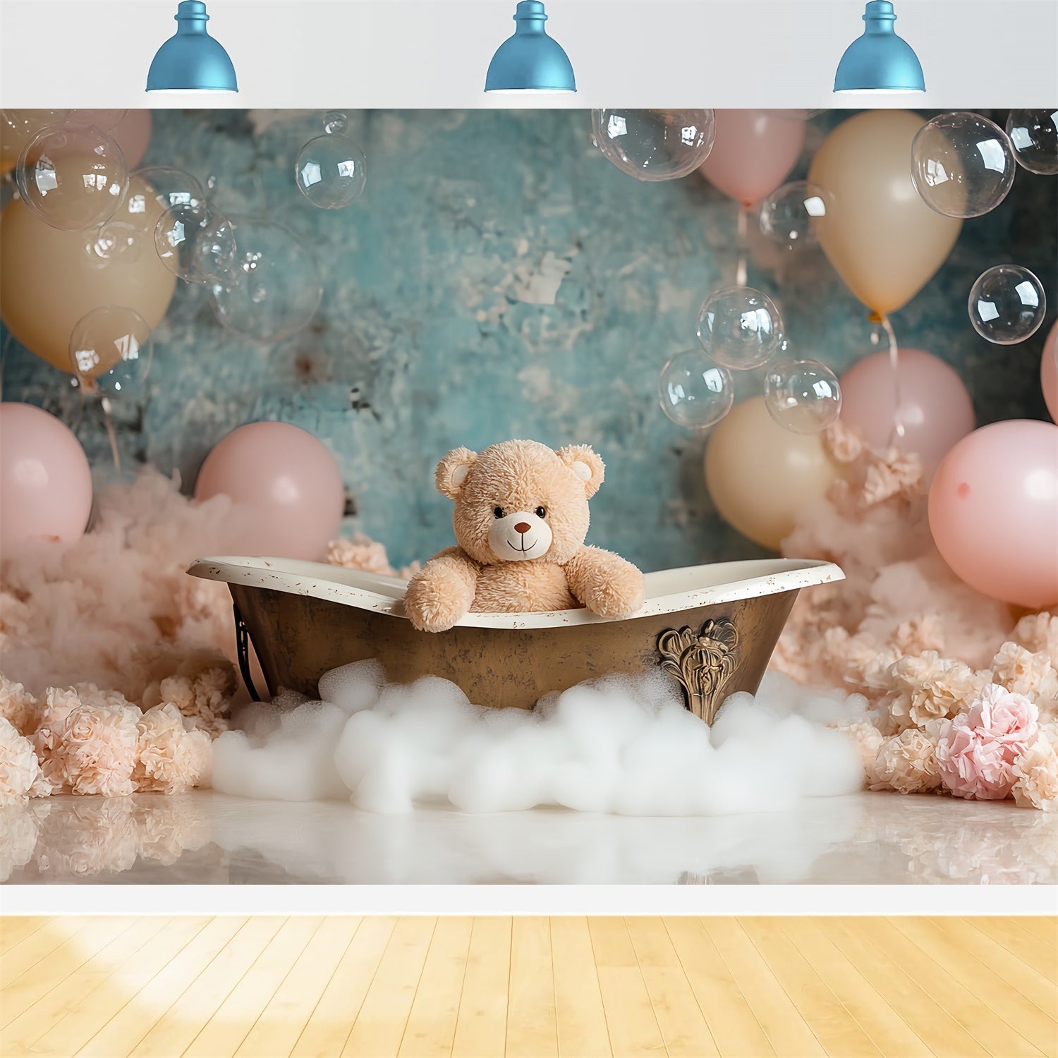 Newborn Backdrop Bubble Bear Bath Time Backdrop UK CSH5-313
