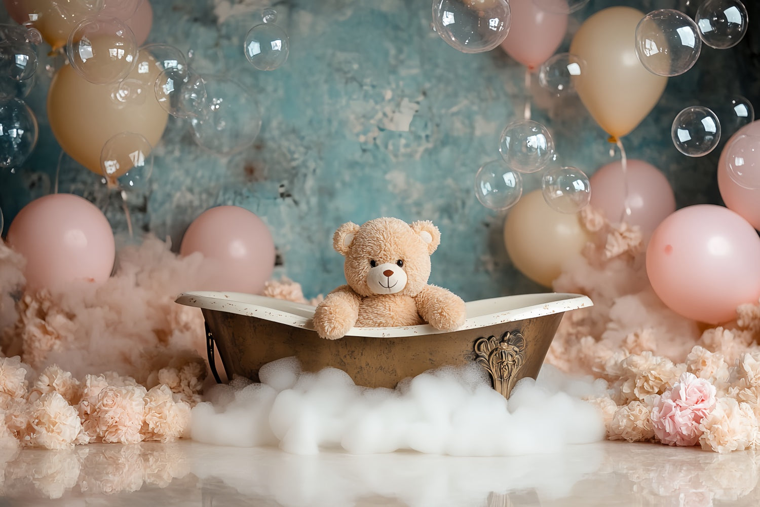 Newborn Backdrop Bubble Bear Bath Time Backdrop UK CSH5-313