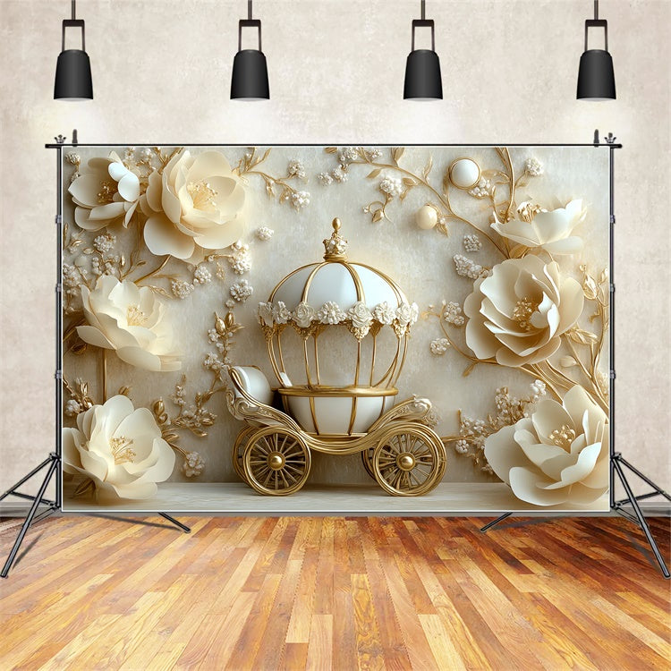 Newborn Photo Backdrop Ivory Floral Fairytale Backdrop UK CSH5-327