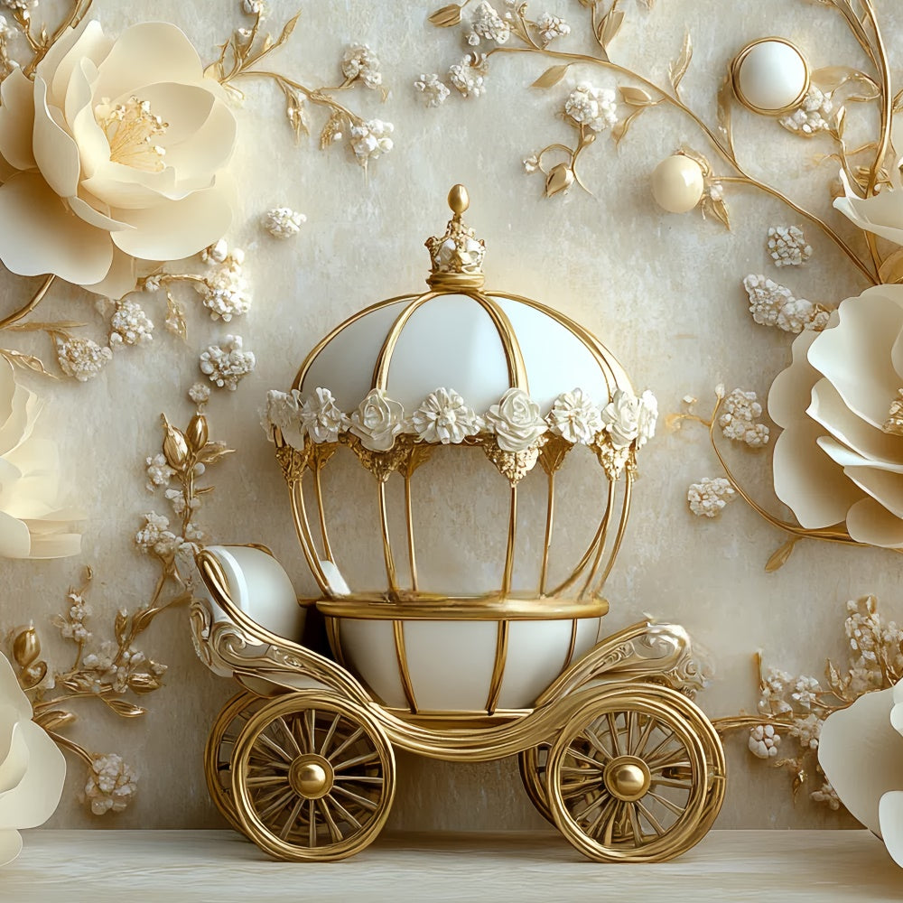 Newborn Photo Backdrop Ivory Floral Fairytale Backdrop UK CSH5-327