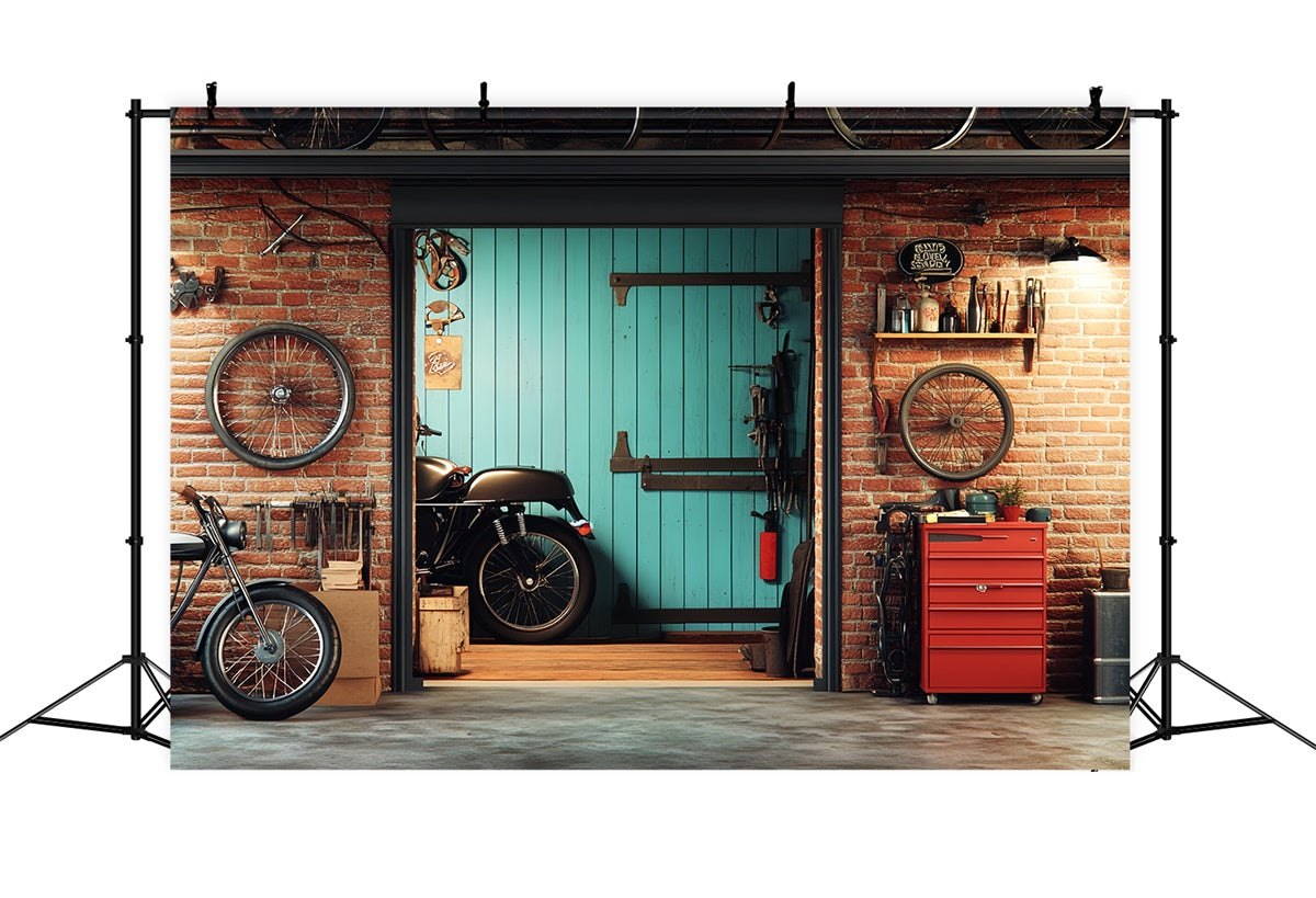 Father's Day Backdrop Motorcycle Repair Shop Backdrop UK CSH5-36