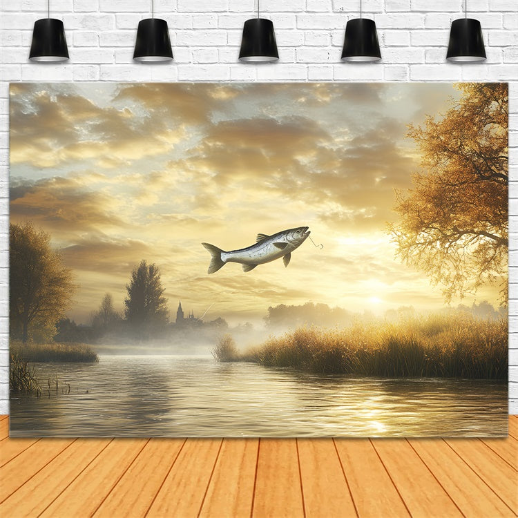 Backdrop Father's Day Tranquil River Fishing Backdrop UK CSH5-54