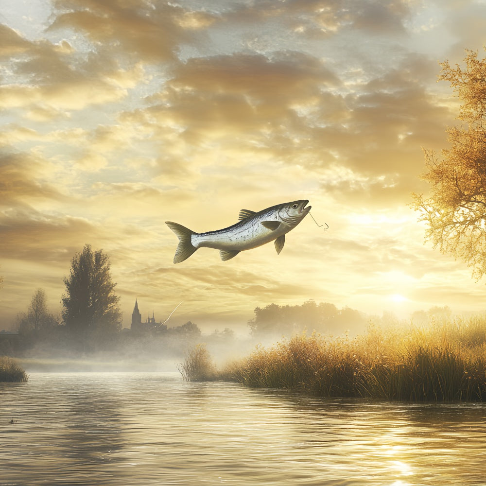 Backdrop Father's Day Tranquil River Fishing Backdrop UK CSH5-54