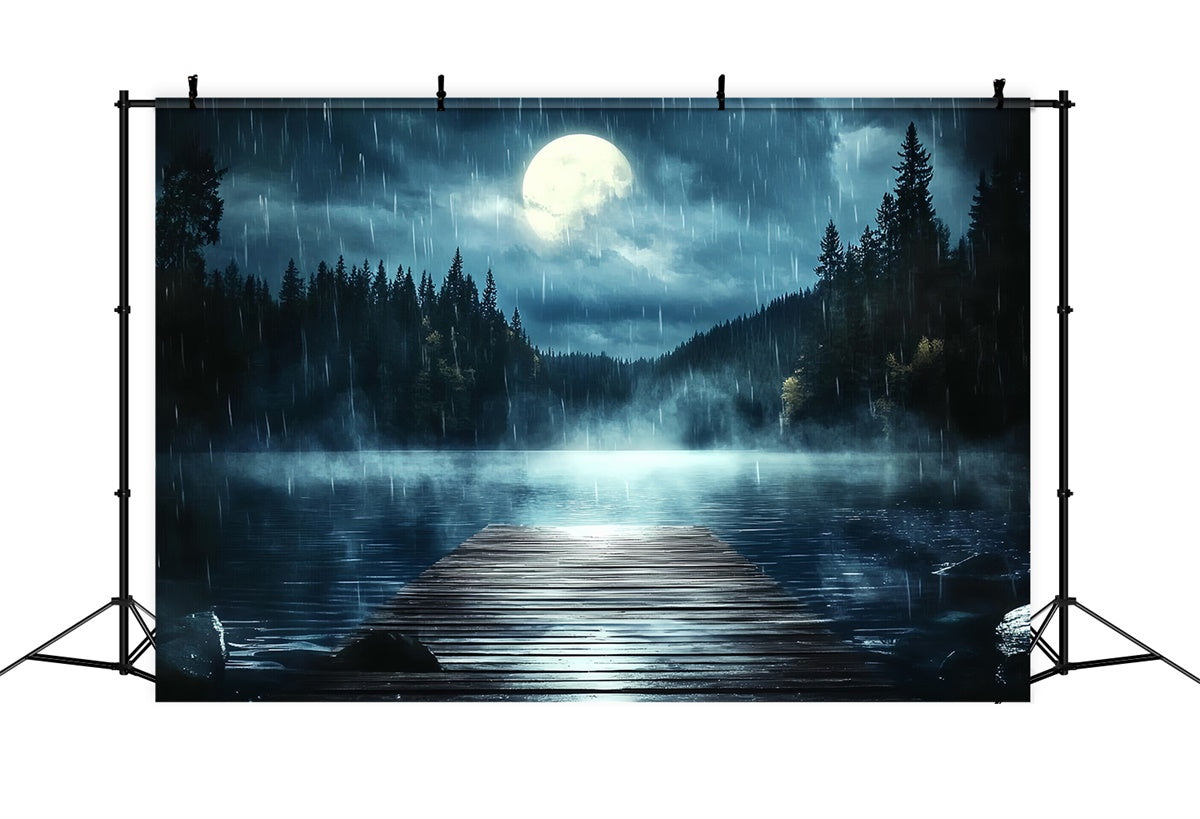 Father's Day Photo Backdrop Moonlit Rainy Dock Backdrop UK CSH5-57