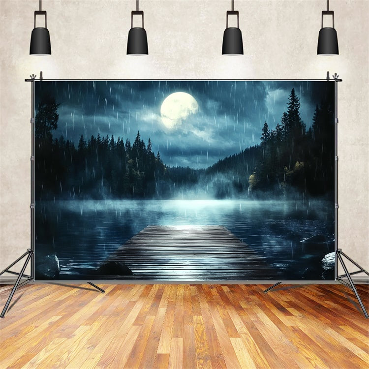 Father's Day Photo Backdrop Moonlit Rainy Dock Backdrop UK CSH5-57