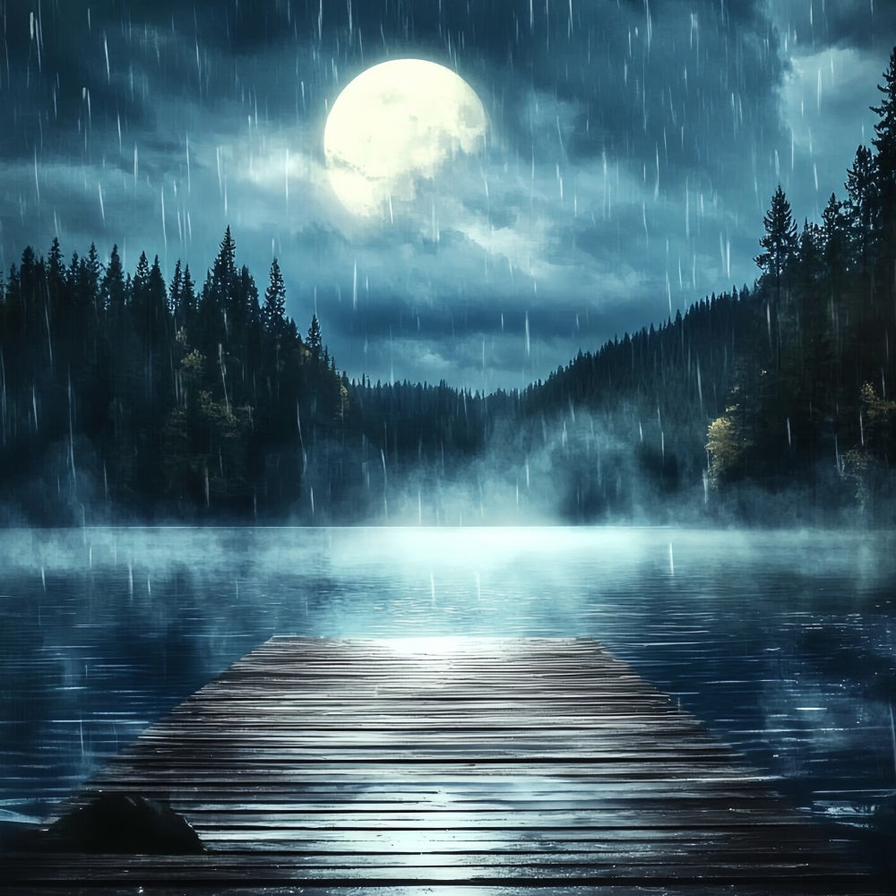 Father's Day Photo Backdrop Moonlit Rainy Dock Backdrop UK CSH5-57