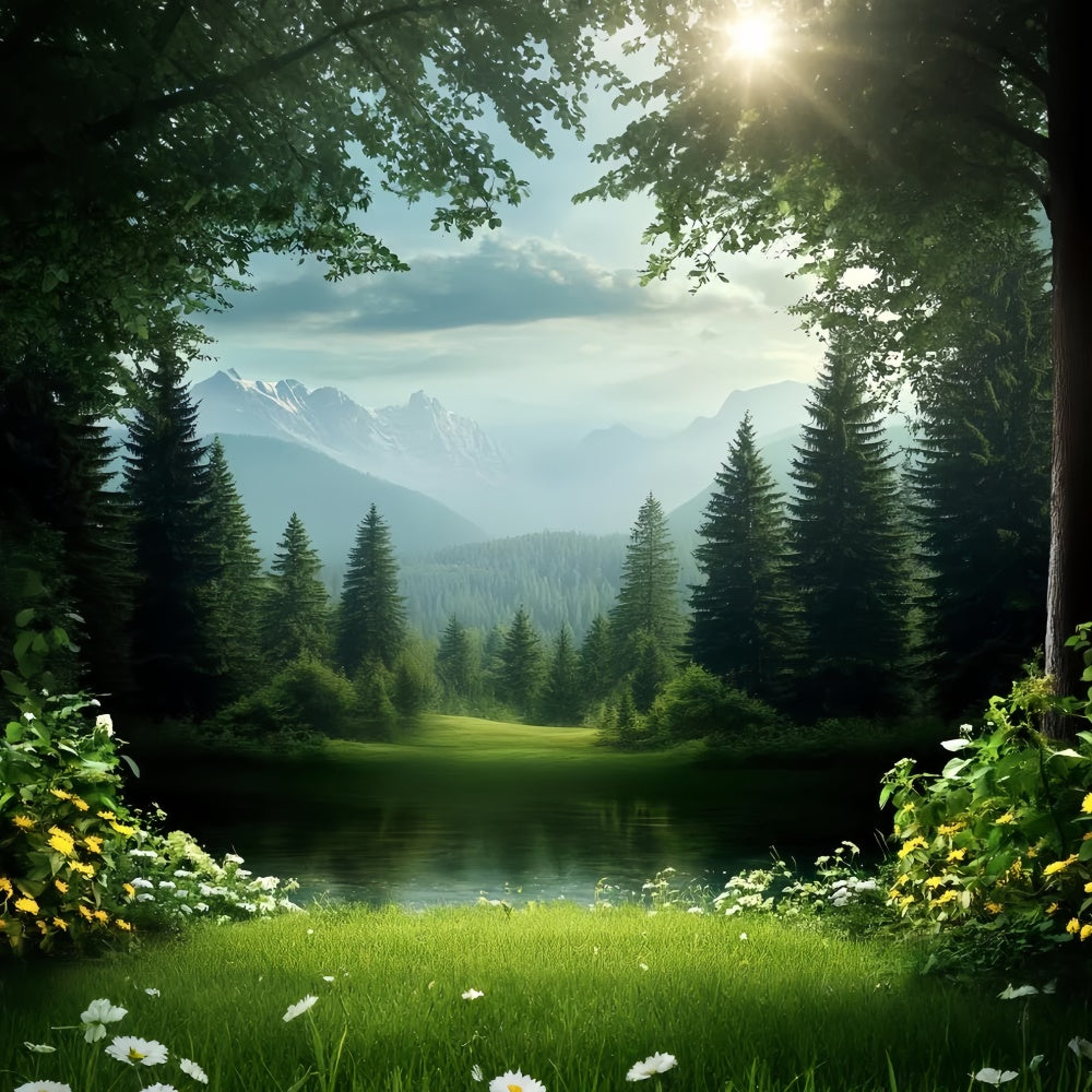 Fathers Day Backdrop Ideas Forest Lake Mountain Backdrop UK CSH5-58