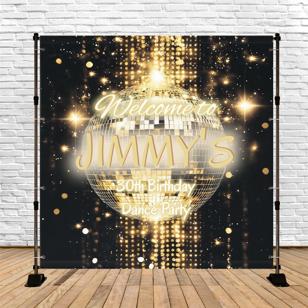 30th Birthday Backdrop Golden Disco Ball Sparkle 70s Photo Backdrop UK CSH5-6