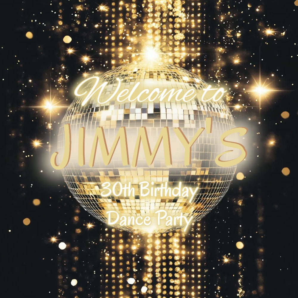 30th Birthday Backdrop Golden Disco Ball Sparkle 70s Photo Backdrop UK CSH5-6