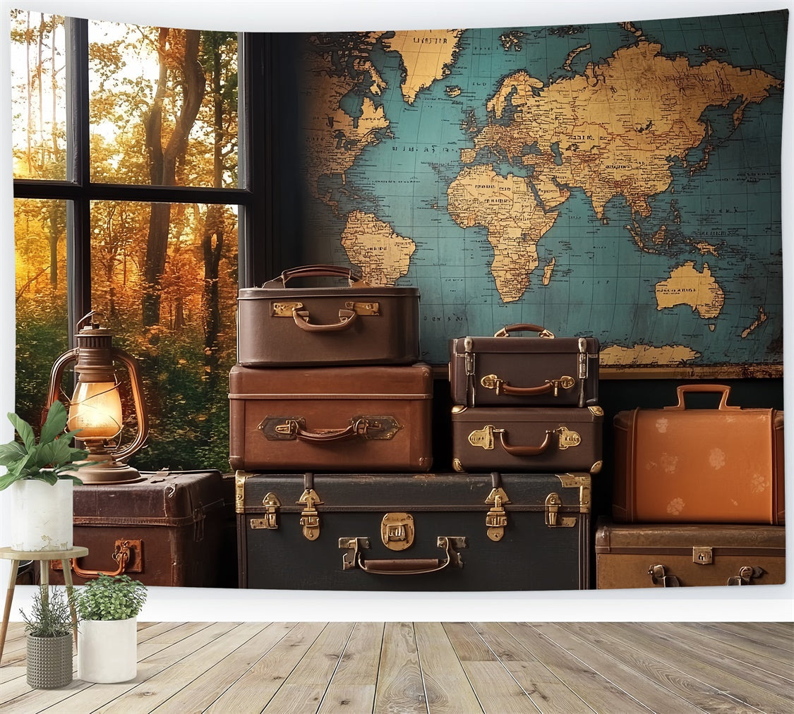 Father's Day Backdrop Suitcases Old World Map Backdrop UK CSH5-61