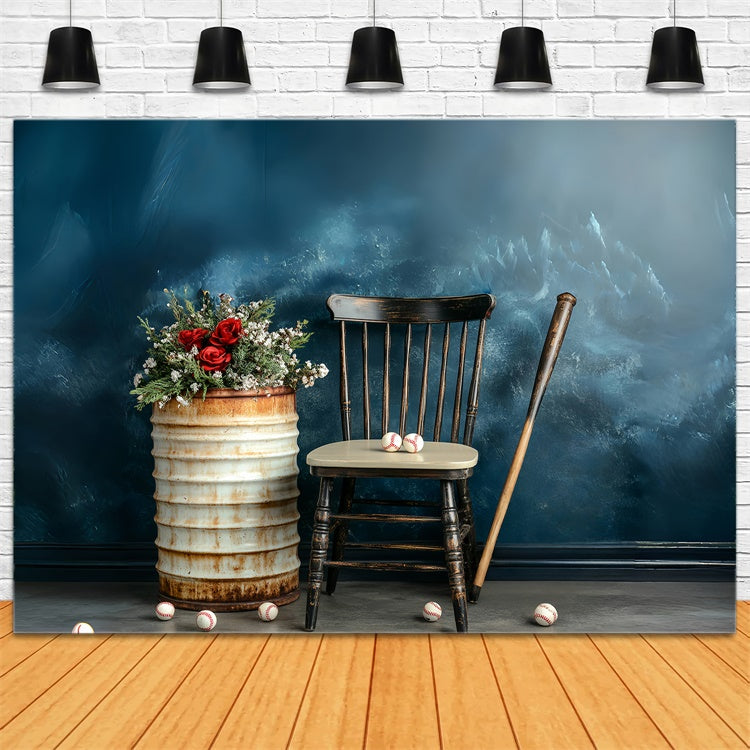Backdrop Fathers Day Rustic Baseball Flower Backdrop UK CSH5-64