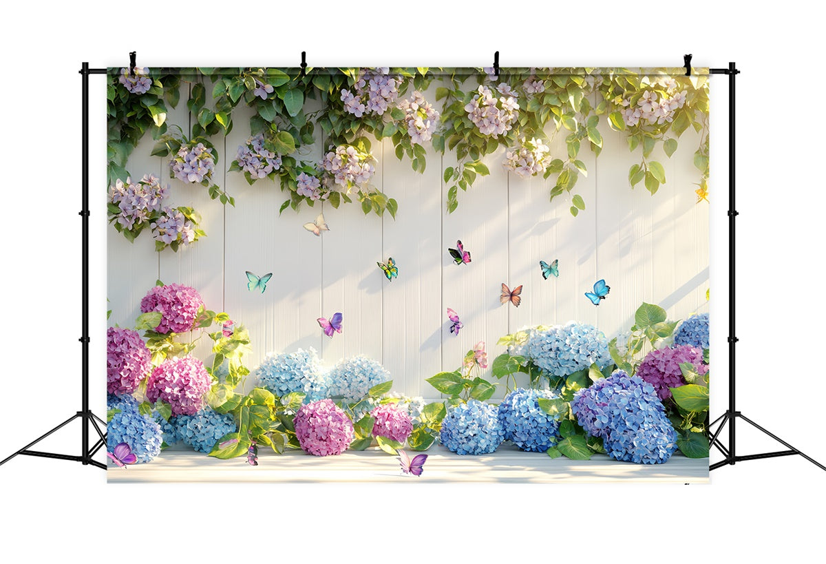 Butterfly Backdrop Hydrangea Blooms Butterfly Summer Backdrop UK CSH5-71
