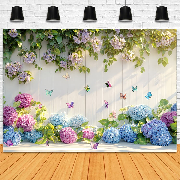 Butterfly Backdrop Hydrangea Blooms Butterfly Summer Backdrop UK CSH5-71