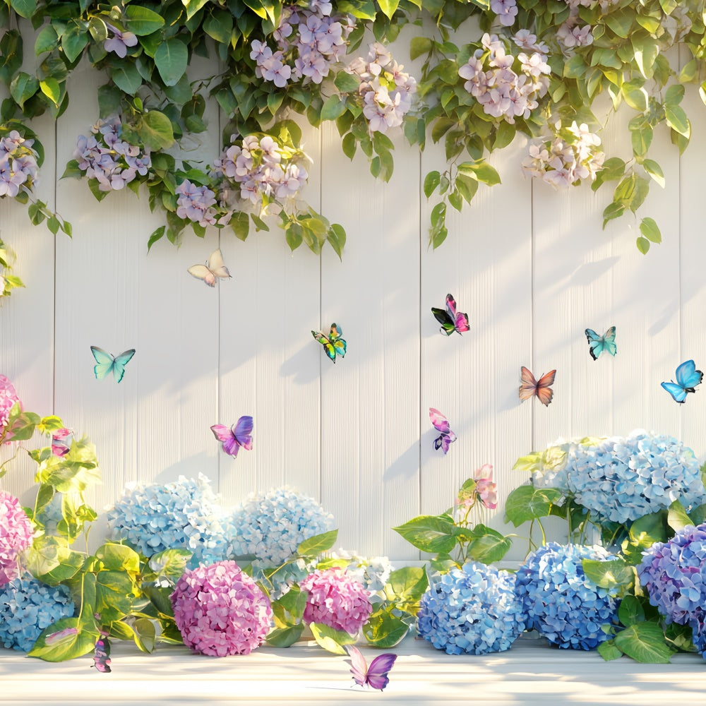 Butterfly Backdrop Hydrangea Blooms Butterfly Summer Backdrop UK CSH5-71