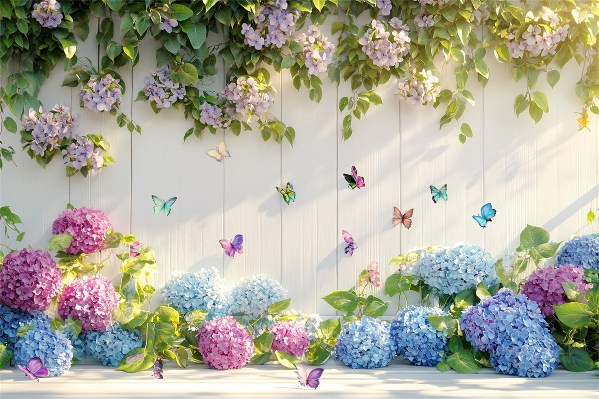 Butterfly Backdrop Hydrangea Blooms Butterfly Summer Backdrop UK CSH5-71