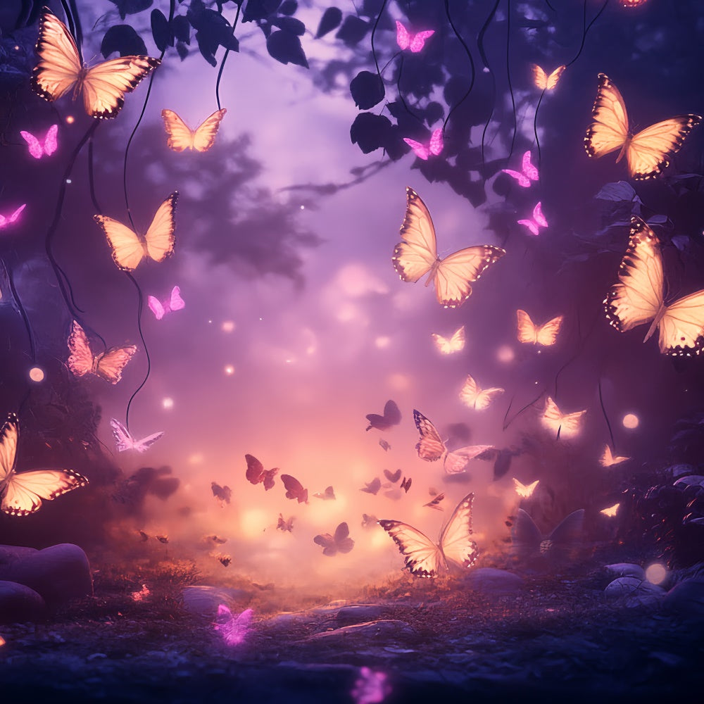 Summer Backdrop Magical Twilight Forest Butterfly Backdrop UK CSH5-74