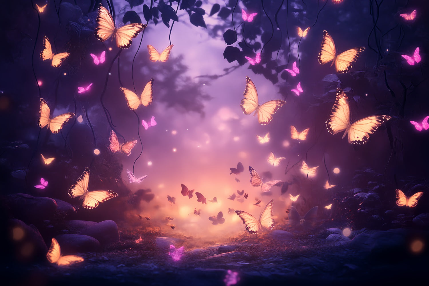 Summer Backdrop Magical Twilight Forest Butterfly Backdrop UK CSH5-74