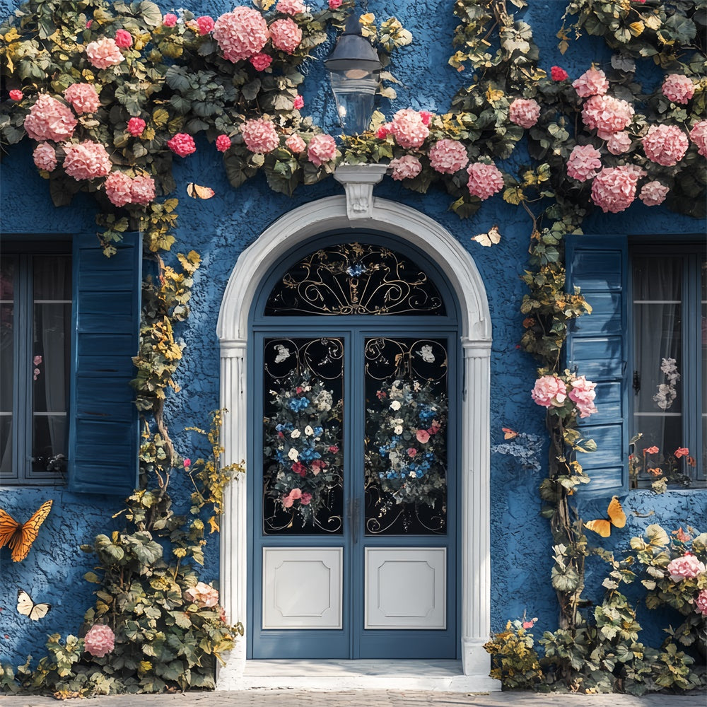 Summer Backdrops Blue Cottage Garden Butterfly Backdrop UK CSH5-76