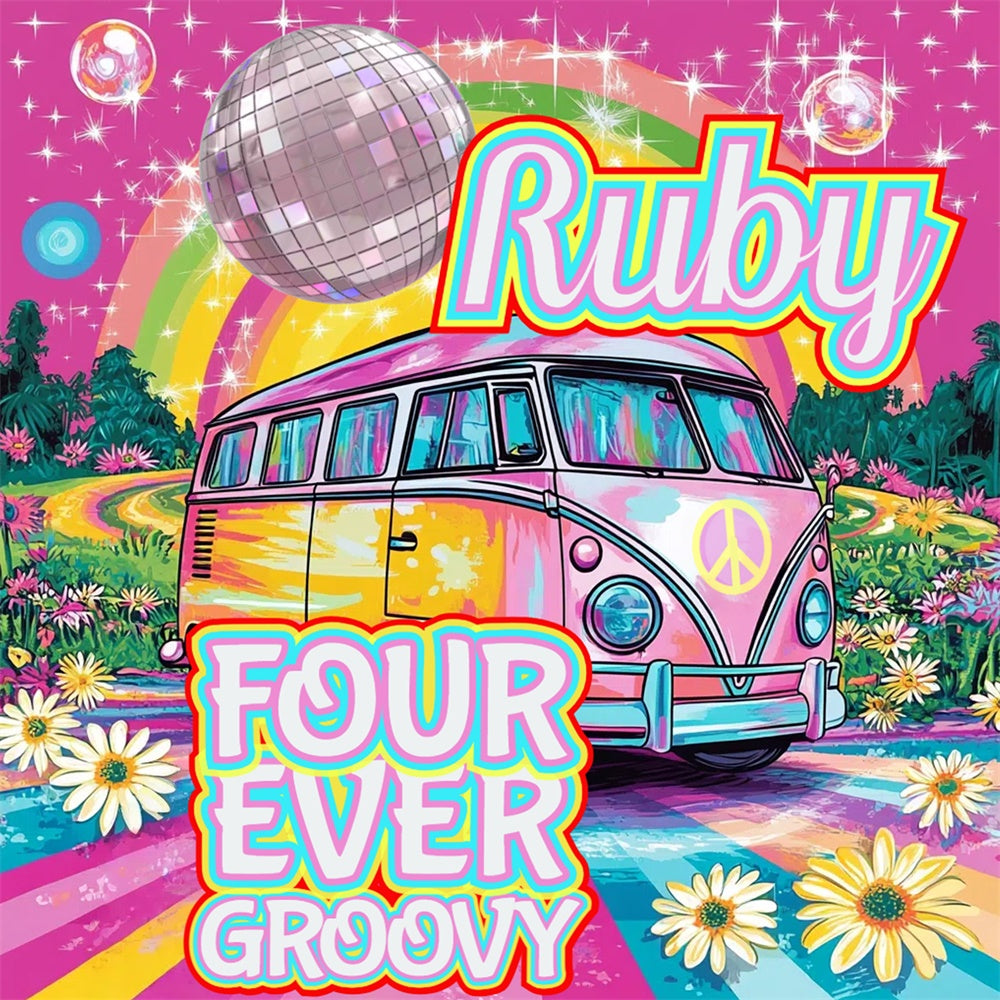 70s Backdrop Vibrant Retro Rainbow Journey Backdrop UK CSH5-8