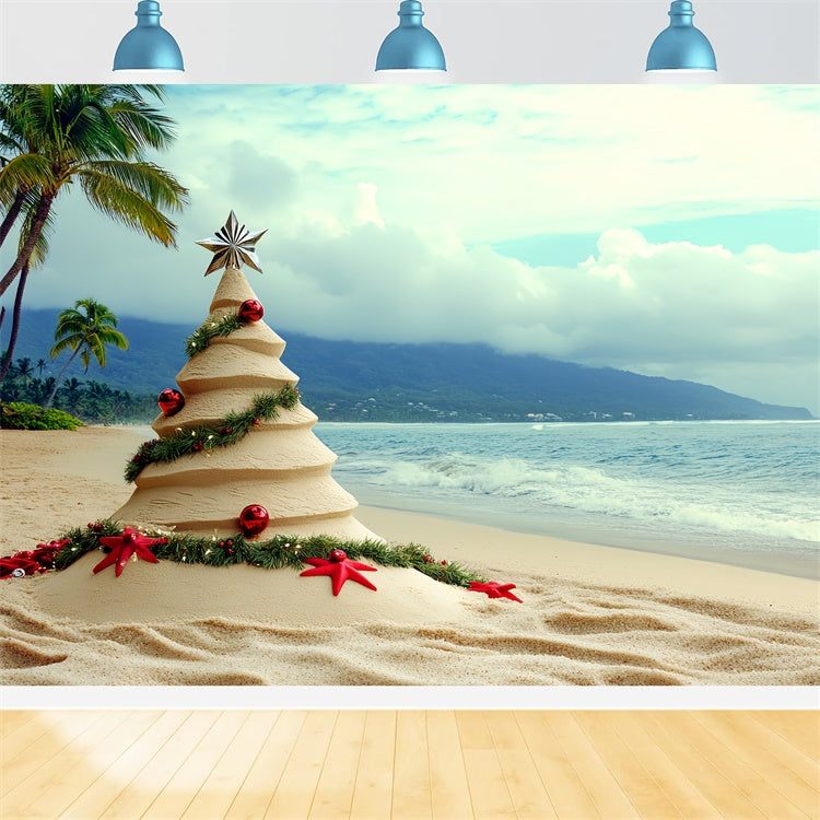 Beach Backdrop Photography Beach Christmas Summer Backdrop UK CSH5-82