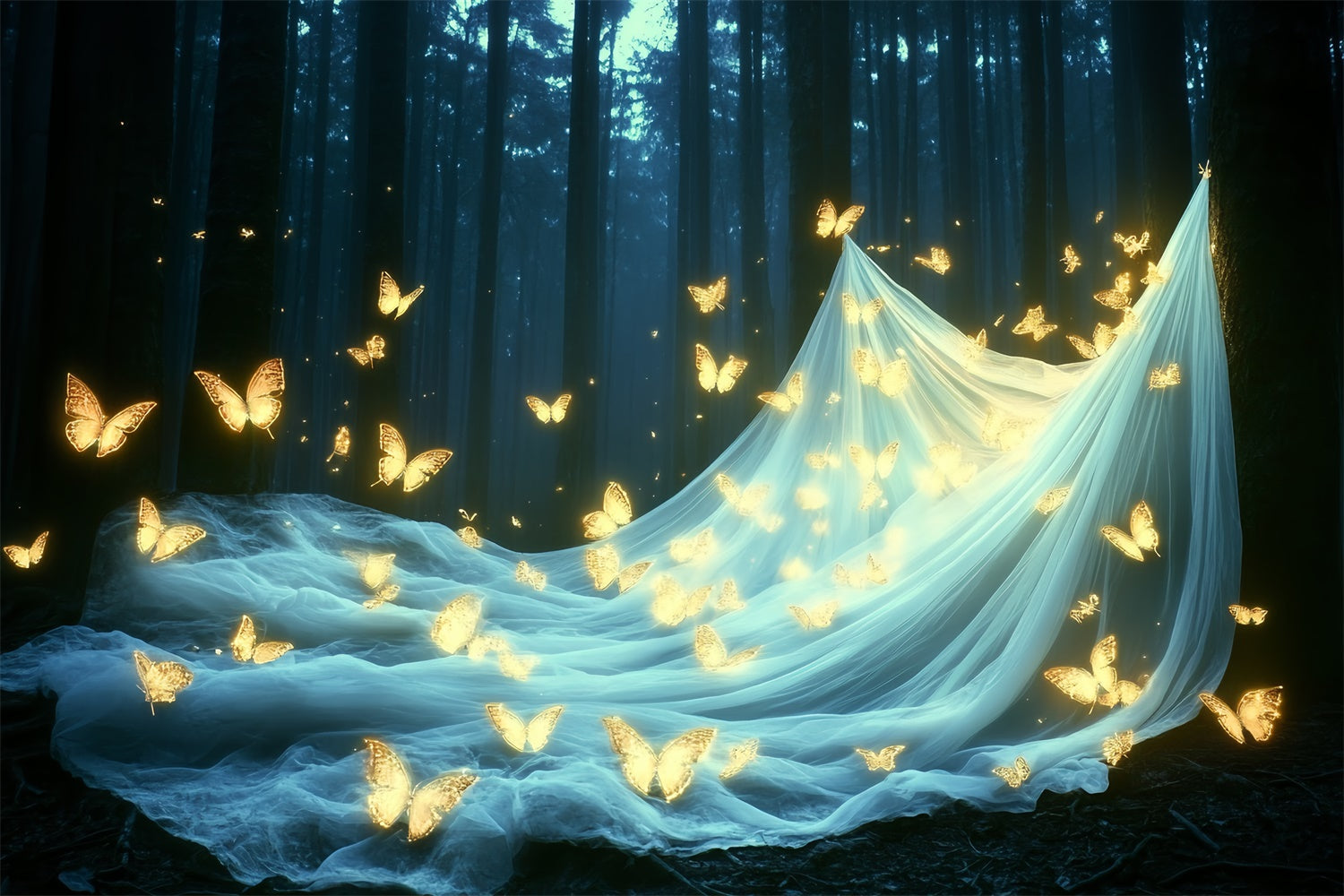 Summer Backdrop Forest Sparkling Butterfly Backdrop UK CSH5-85