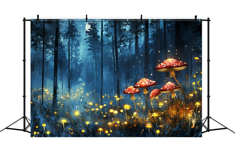 Summer Backdrops Glowing Mushroom Magic Forest Backdrop UK CSH5-88