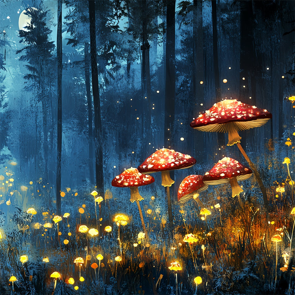 Summer Backdrops Glowing Mushroom Magic Forest Backdrop UK CSH5-88