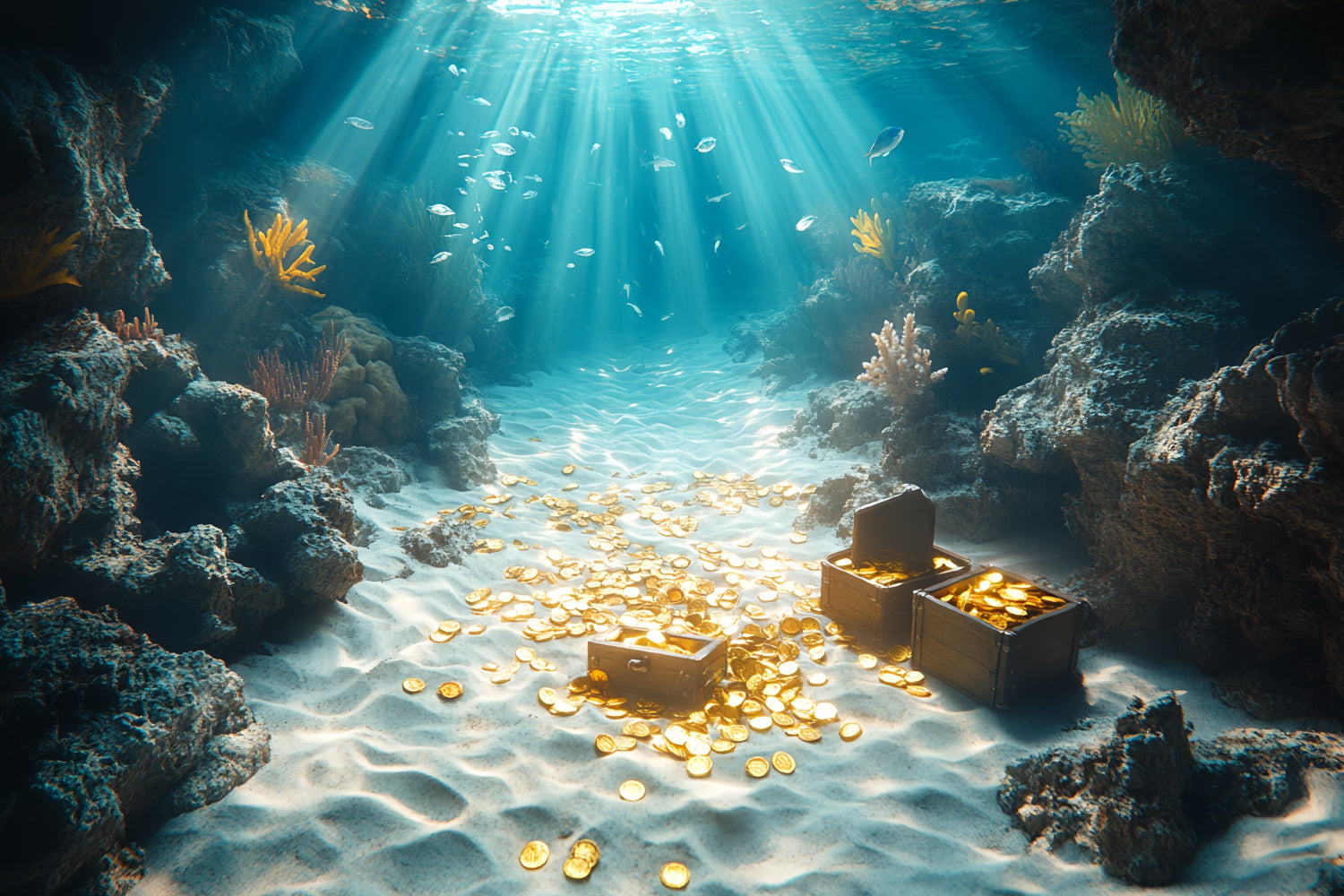 Underwater Backdrop Coral Coins Magical Summer Backdrop UK CSH5-95