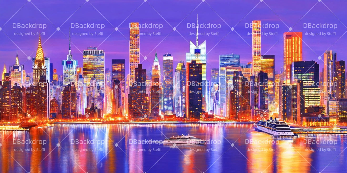 Broadway Stage Backdrop Nighttime NYC Skyline Theater Backdrop UK CSH510-T29