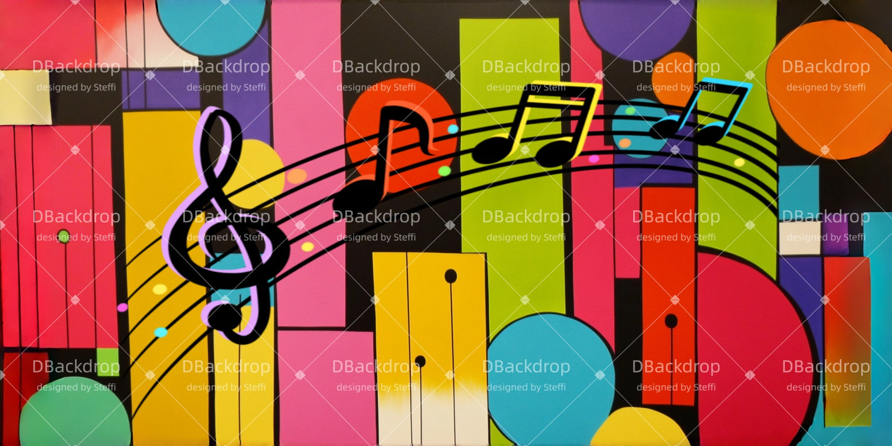Theater Backdrop Retro Musical Notes Church Stage Backdrops UK CSH510-T41