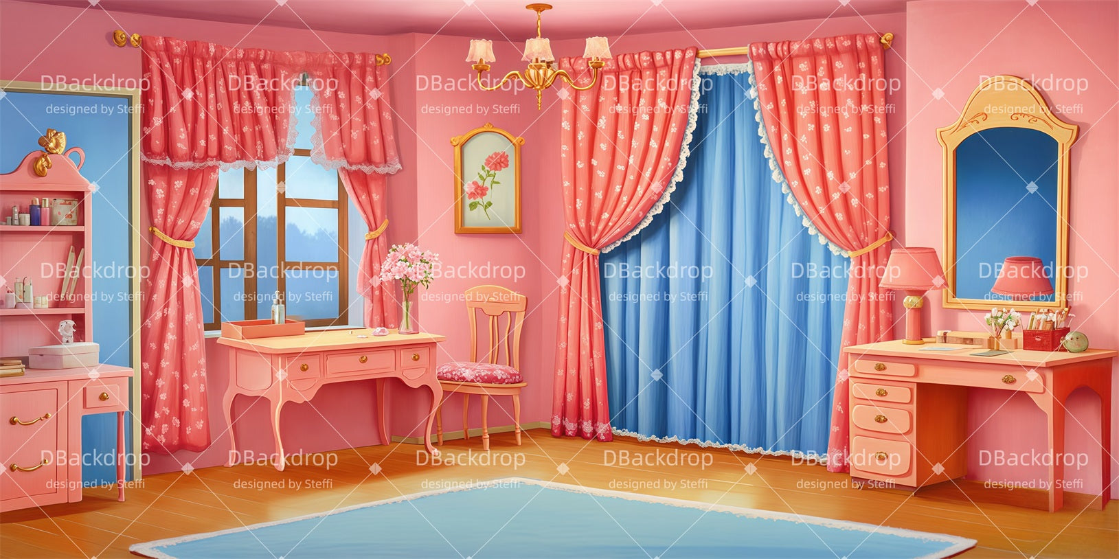 Movie Theater Backdrop Pink Room Church Stage Backdrops UK CSH510-T46