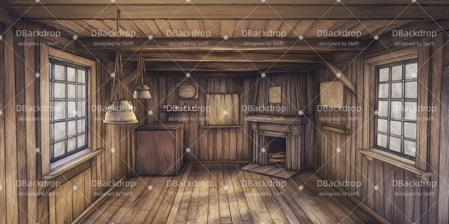 Stage Backdrop Cottage Interior Dance Recital Backdrop UK CSH510-T73