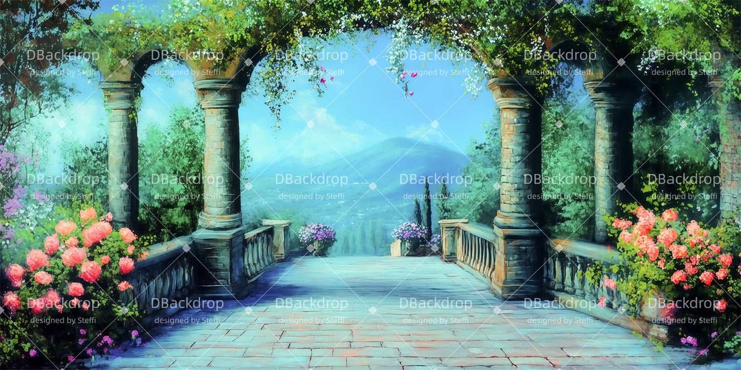 Dance Stage Backdrop Castle Terrace Theater Stage Backdrop UK CSH510-T90