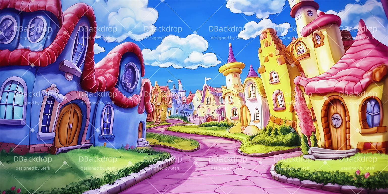Large Stage Backdrops Whoville Street Theater Backdrop UK CSH511-T12