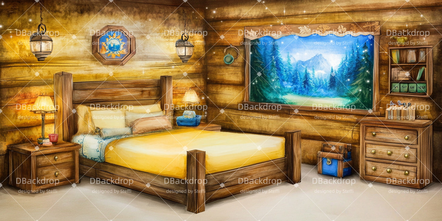 Large Stage Backdrops Wooden Cottage Movie Theater Backdrop UK CSH511-T7