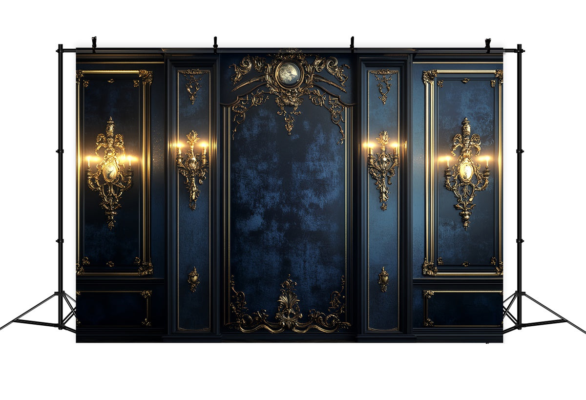 Vintage Photo Backdrop Royal Midnight Blue Wall Backdrop UK CSH57-116