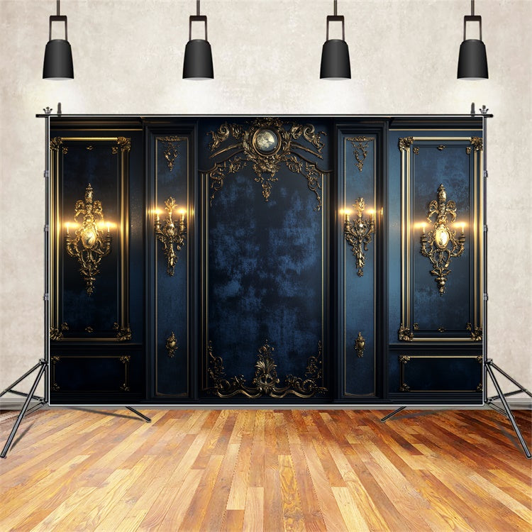 Vintage Photo Backdrop Royal Midnight Blue Wall Backdrop UK CSH57-116