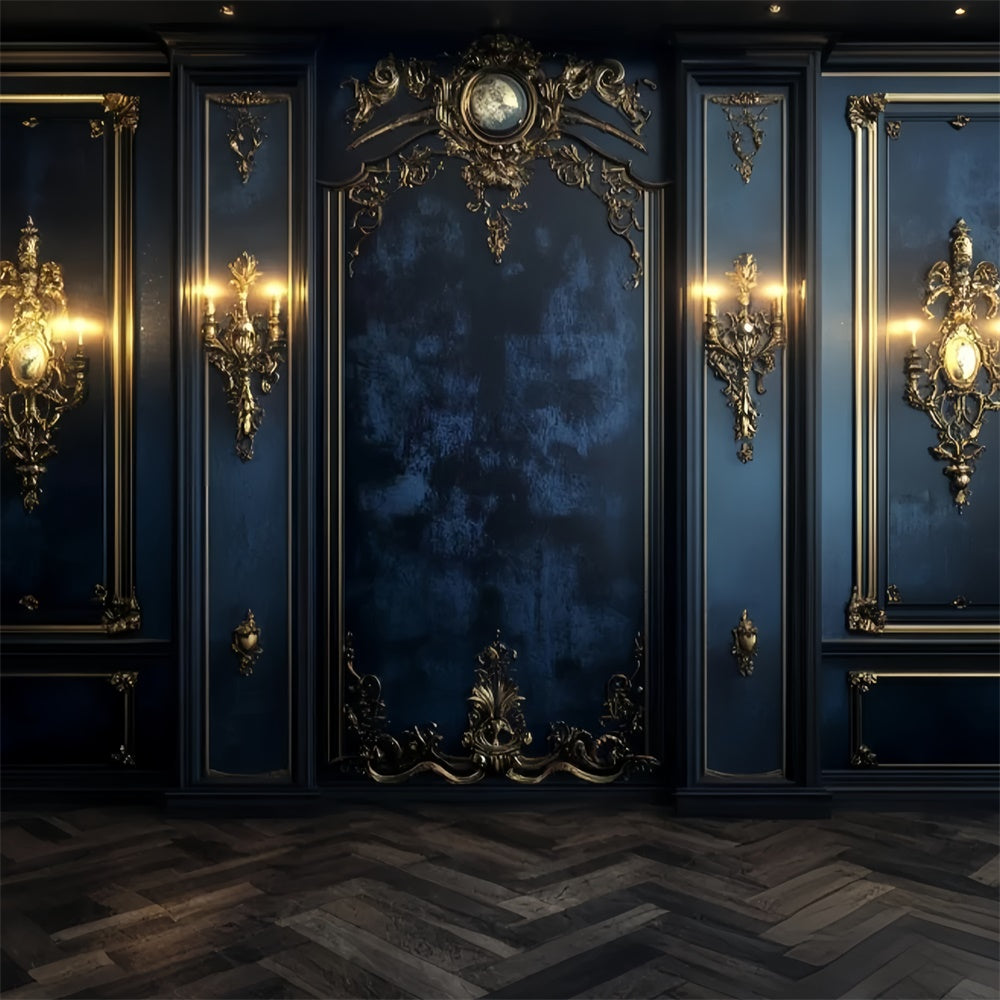 Vintage Photo Backdrop Royal Midnight Blue Wall Backdrop UK CSH57-116