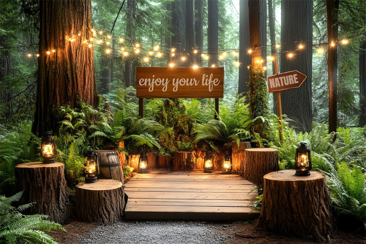 Forest Photo Backdrop Woodsy Lantern Lounge Backdrop UK CSH57-168