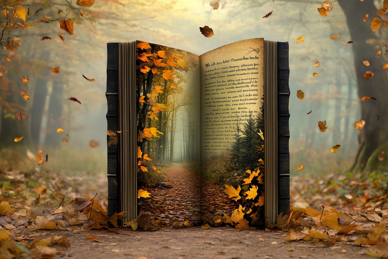 Fall Leaves Backdrop Enchanted Forest Storybook Backdrop UK CSH57-182