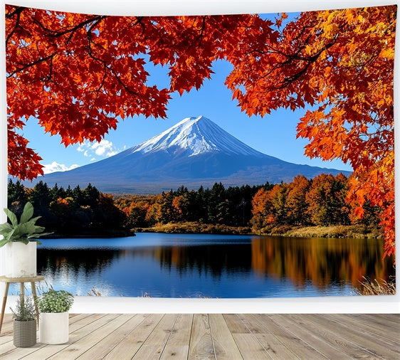 Fall Photoshoot Backdrop Maple Tranquil Mountain Backdrop UK CSH57-191