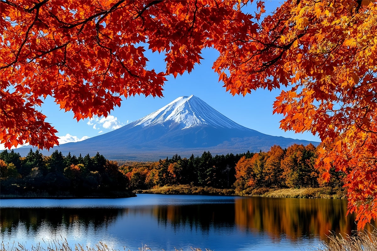 Fall Photoshoot Backdrop Maple Tranquil Mountain Backdrop UK CSH57-191